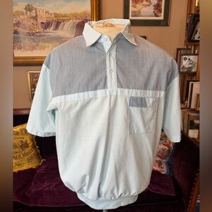 Vintage 1980’s Palmland Banded Bottom Light Teal Polo Shirt  - Large